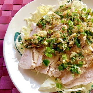 簡単！レンジ蒸し鶏の香味ポン酢がけ